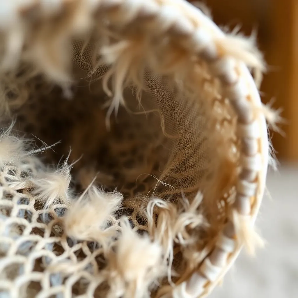 Macro photo of a pet air purifier pre-filter loaded with fur after 90 days